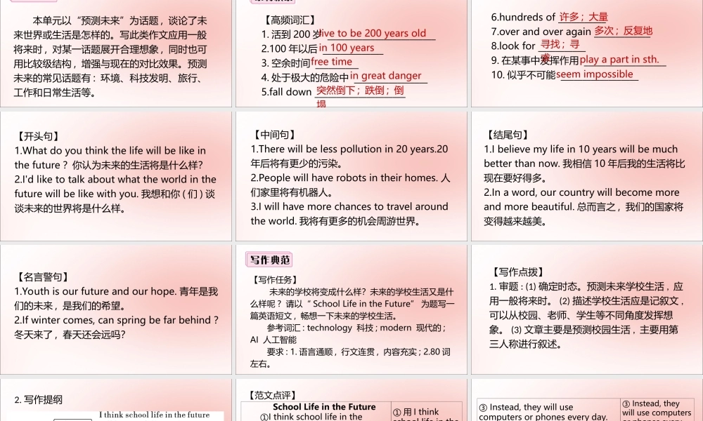 (江西专版)八年级英语上册 Unit 7 Will people have robots单元写作专项作业课件 (新版)人教新目标版 课件