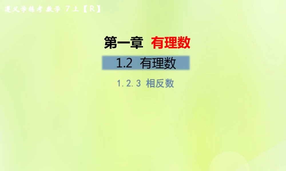 (遵义专版)七年级数学上册 第一章 有理数 1.2 有理数 1.2.3 相反数习题课件 (新版)新人教版 课件