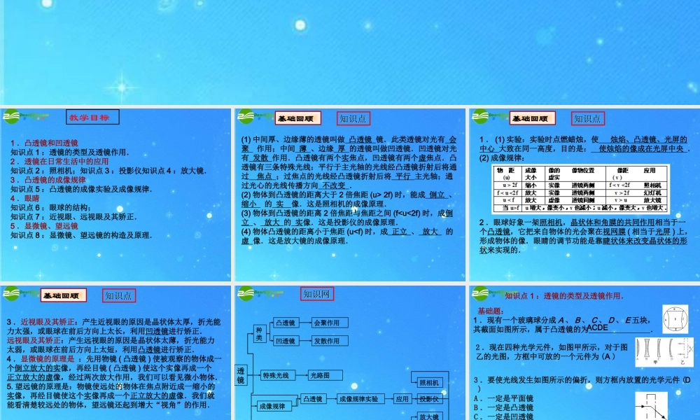 中考物理复习课件 第三章 透镜及成像规律 课件