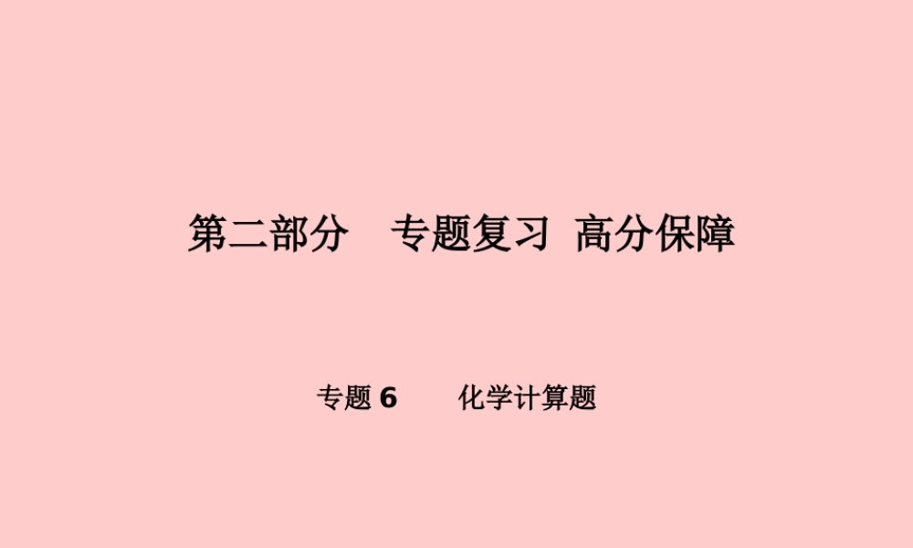 (滨州专版)中考化学总复习 第二部分 专题复习 高分保障 专题6 化学计算题课件 鲁教版 课件