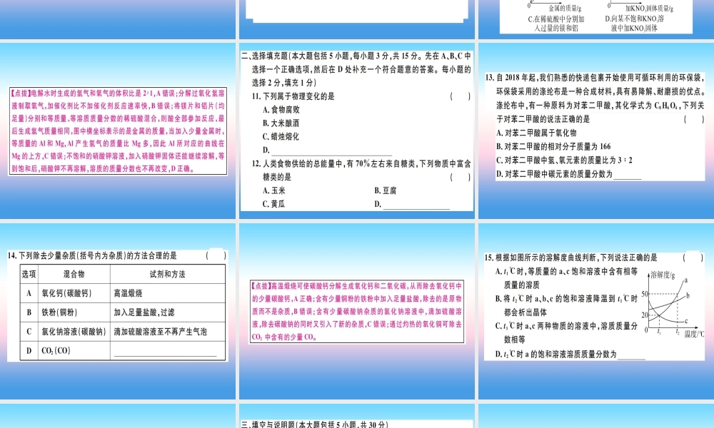 九年级化学下册 中考模拟卷(二)习题课件 (新版)新人教版 课件