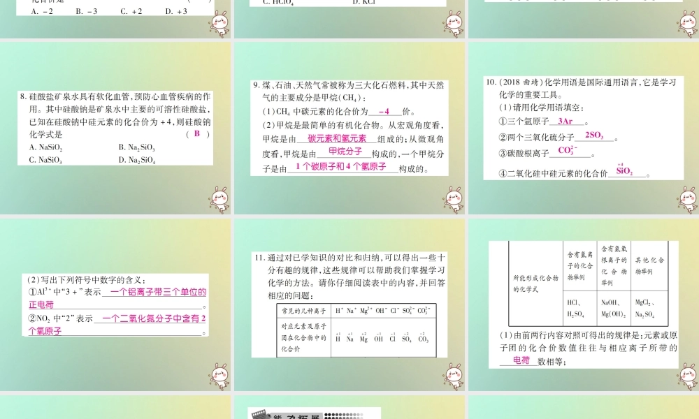 九年级化学上册 第四单元 自然界的水 课题4 化学式与化合价 第1课时 化学式 化合价课件 (新版)新人教版 课件