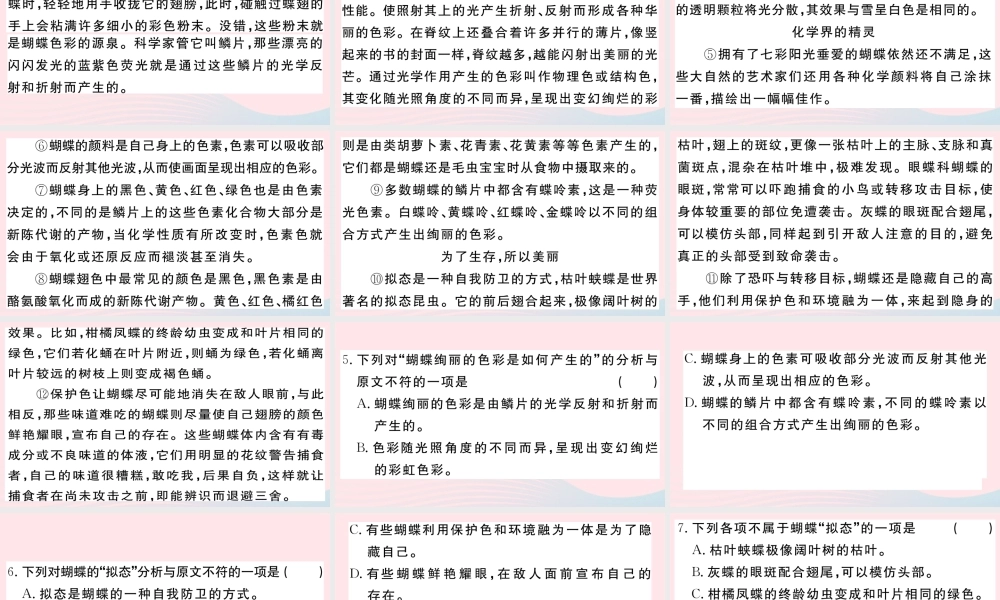 (武汉专版)八年级语文下册 第二单元 7 大雁归来习题课件 新人教版 课件