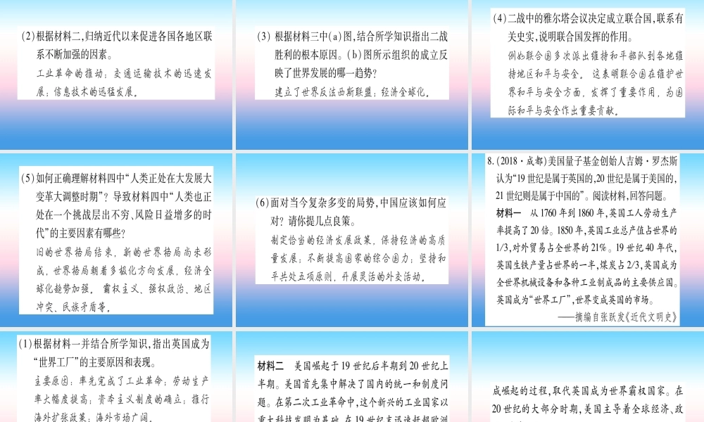 (甘肃专用)中考历史总复习 第一篇 考点系统复习 板块六 世界现代史 主题四 冷战结束后的世界(精练)课件