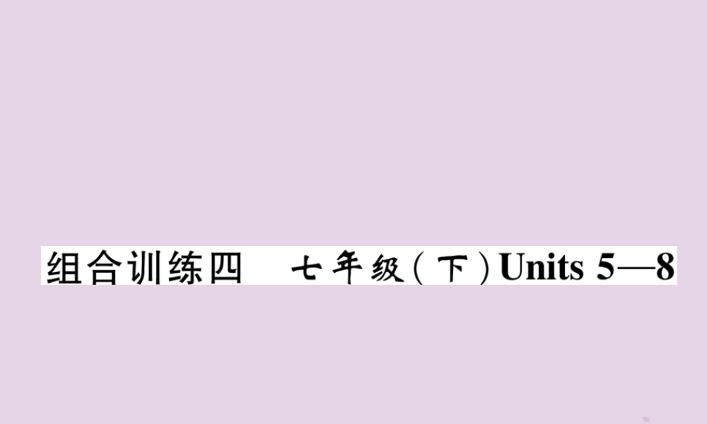 中考英语总复习 第一篇 教材知识梳理篇 组合训练4 七下 Units 5 8(精练)课件