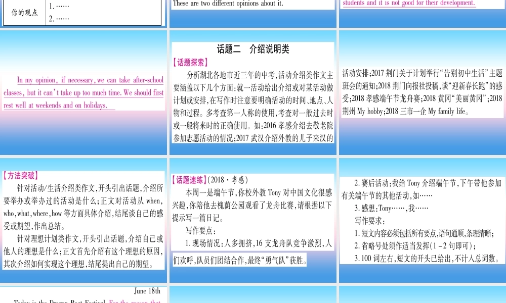 (湖北专用版)版中考英语复习 第二篇 中考专题突破 第二部分 重点题型专题 专题突破21 书面表达课件