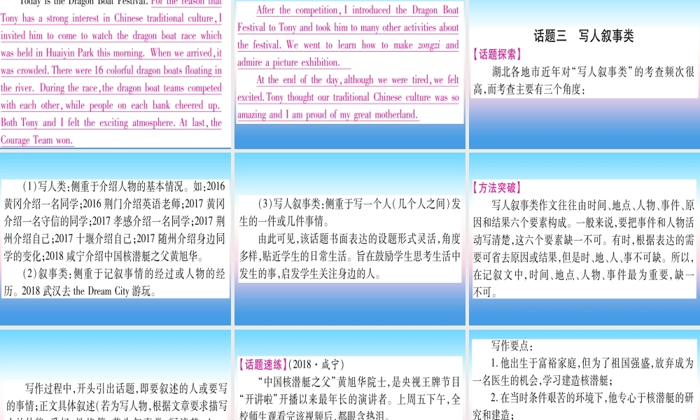 (湖北专用版)版中考英语复习 第二篇 中考专题突破 第二部分 重点题型专题 专题突破21 书面表达课件