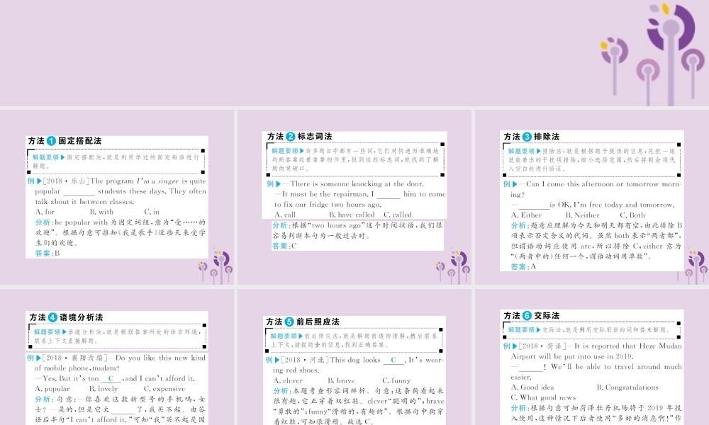 中考英语总复习 题型专项复习 题型2 单项填空课件