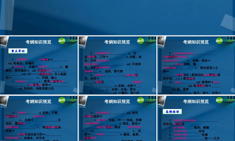 (优化方案)高考英语一轮复习 Unit15课件 北师大版必修5 课件