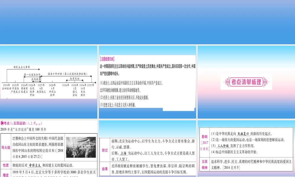 (云南专用)中考历史总复习 第一篇 考点系统复习 板块2 中国近代史 主题三 新民主主义革命的兴起(精讲)课件
