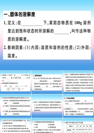 九年级化学下册 第九单元 溶液 课题2 第2课时 溶解度习题课件 新人教版 课件
