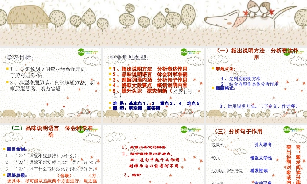 中考语文复习课件 说明文阅读 课件