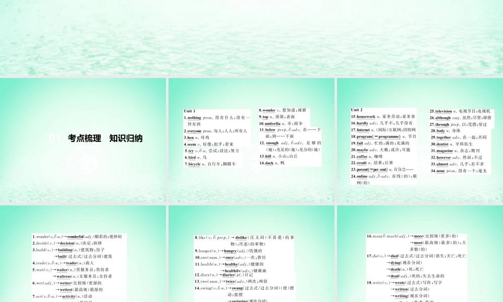 中考英语复习 第6讲 八上 Units 1 2(讲本)课件