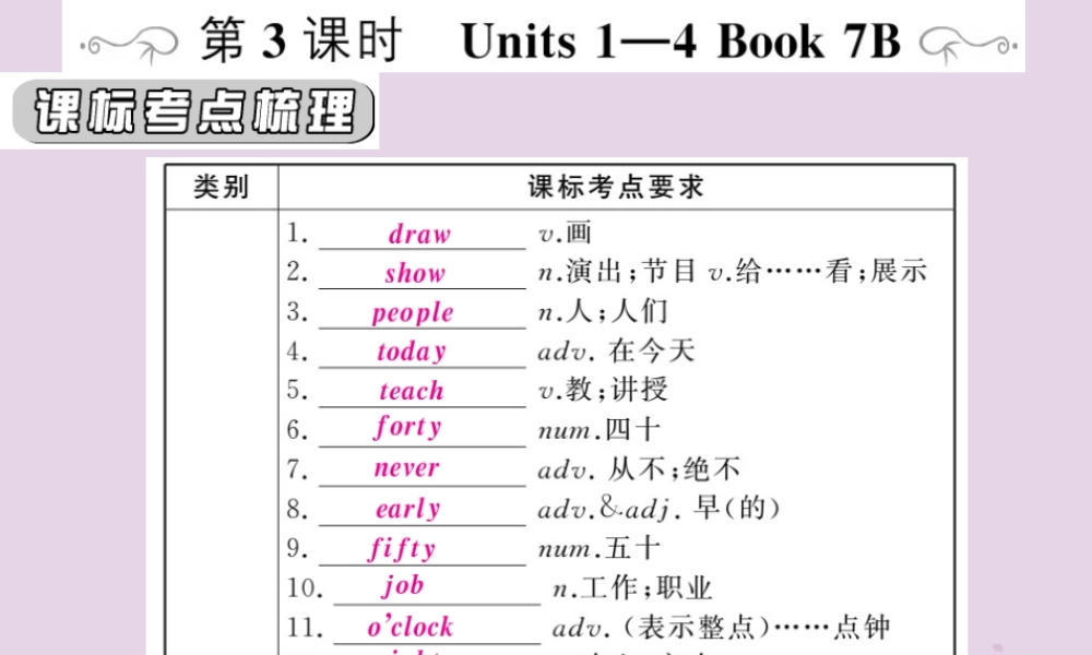 中考英语复习 第一篇 教材过关 七下 第3课时 Units 1 4课件