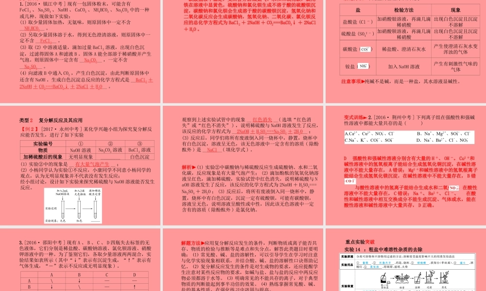 (潍坊专版)中考化学总复习 第一部分 系统复习 成绩基石 第十一单元 盐 化肥课件 新人教版 课件