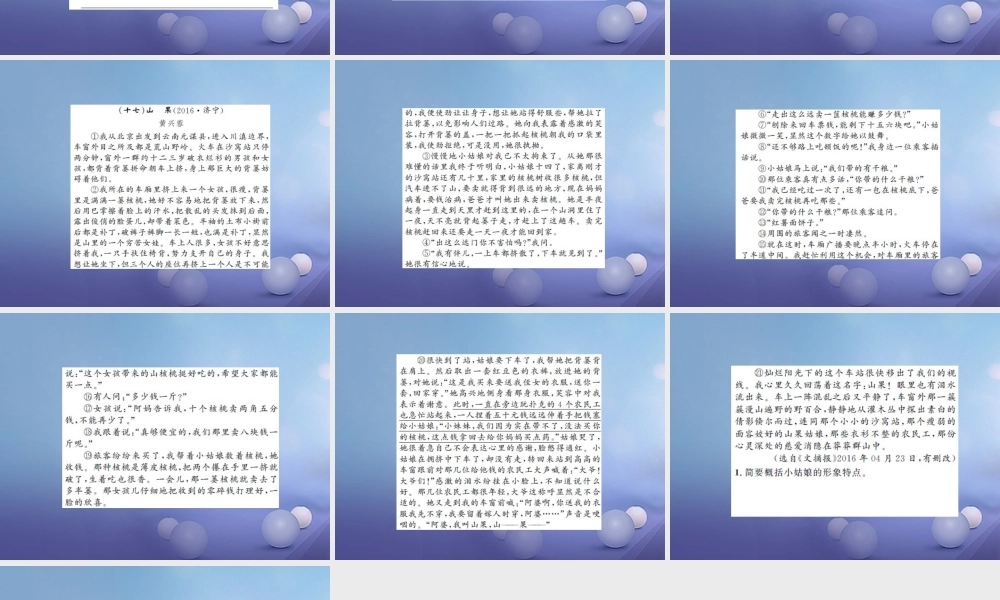 中考语文总复习 第二十一讲 记叙文 散文小说阅读 八 爱人爱己，温馨世界作业课件