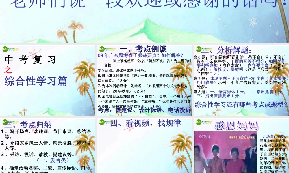 中考语文复习指导课件 综合实践复习 课件