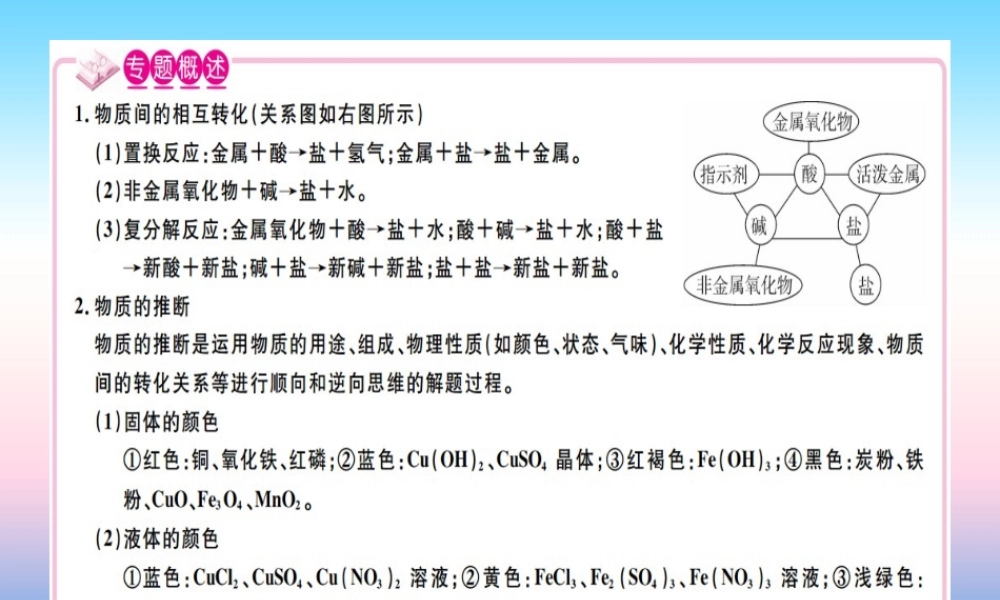 九年级化学下册 专题六 物质的转化与推断习题课件 (新版)新人教版 课件