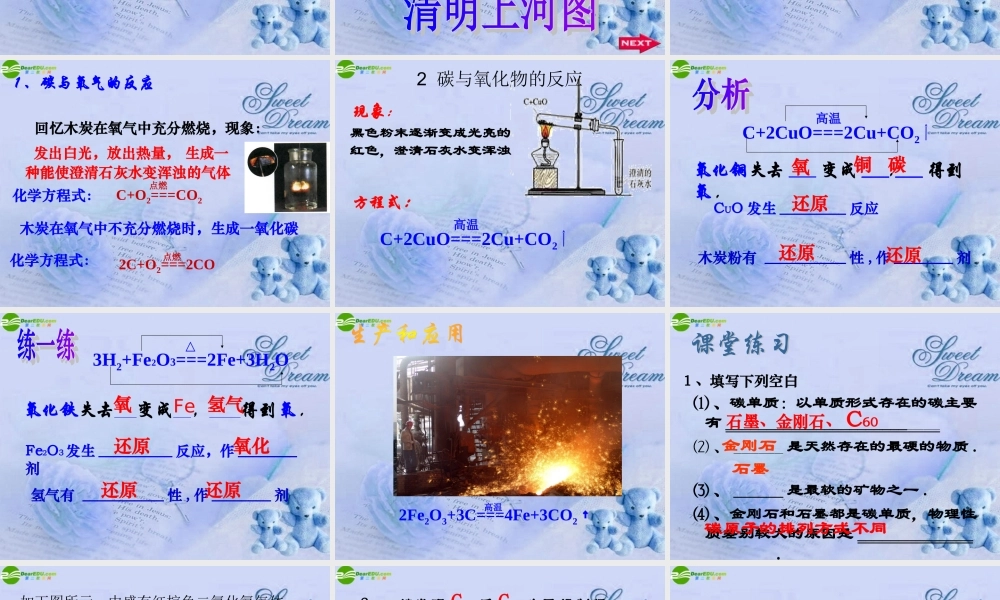 九年级化学上册 炭的化学性质复习课件 人教新课标版 课件