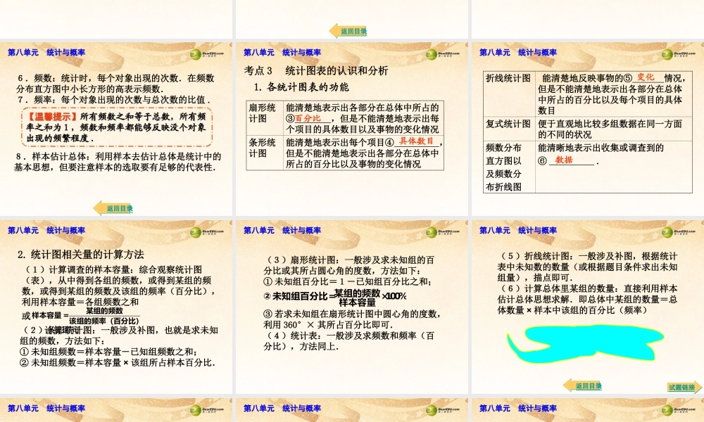 中考数学总复习 考点清单 8第八单元 统计与概率课件