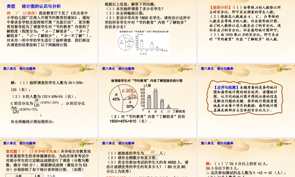 中考数学总复习 考点清单 8第八单元 统计与概率课件