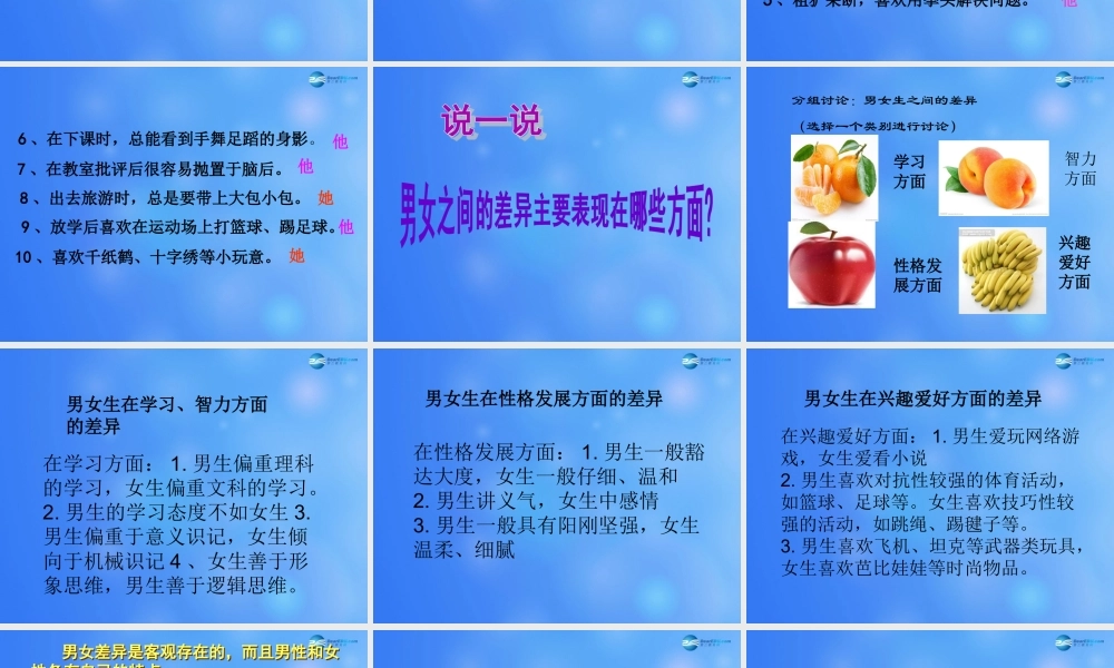 七年级政治上册 第八课 第一课时 认识差异 展示风采课件 苏教版 课件