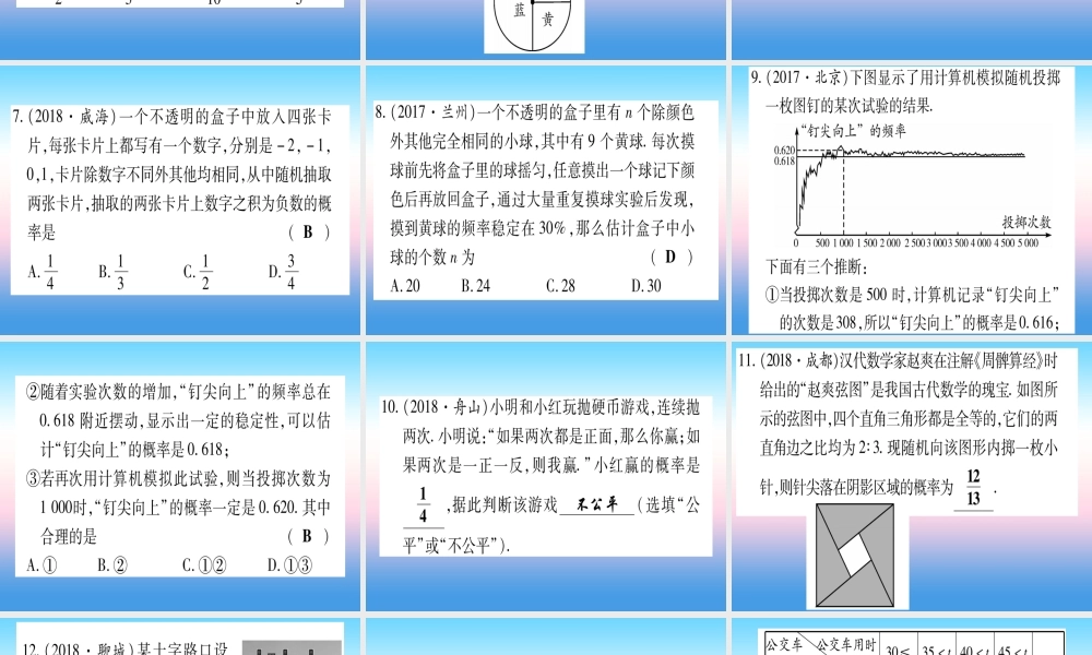 (甘肃专用)中考数学 第一轮 考点系统复习 第8章 统计与概率 第2节 概率作业课件