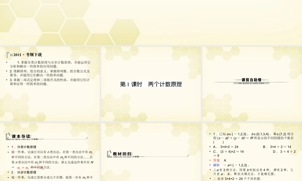 (高考调研)高三数学第一轮复习 第十一章(排列、组合和二项式定理)课件11-1 课件