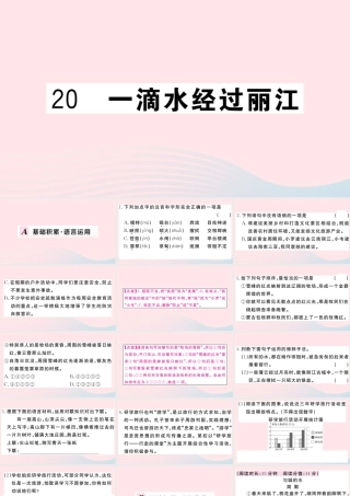 (河南专版)八年级语文下册 第五单元 滴水经过丽江习题课件 新人教版 课件