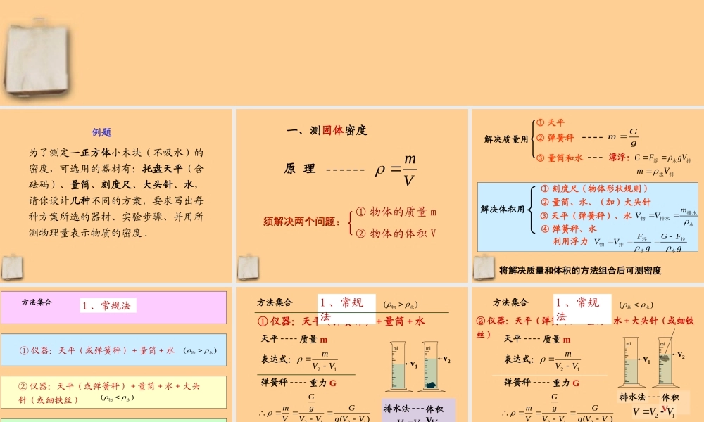 中考物理总复习力学专题-多种方法测密度课件