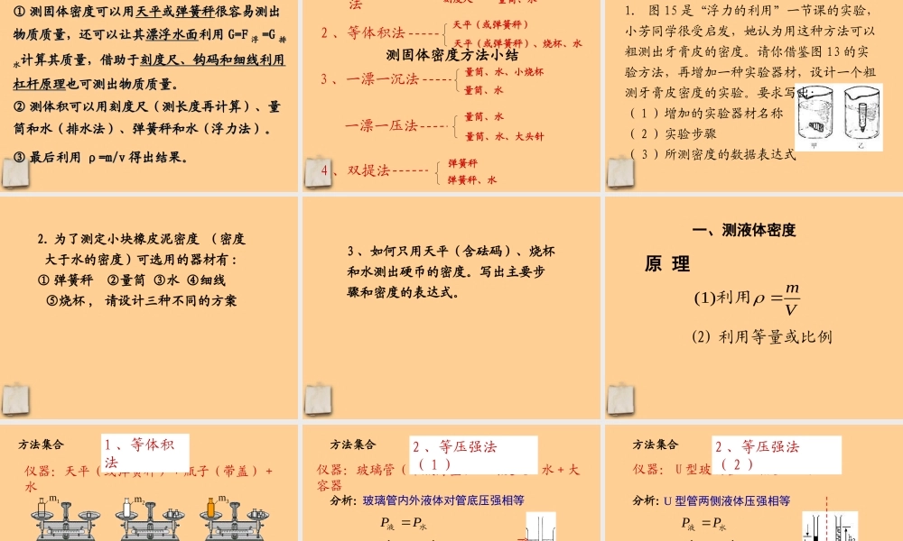 中考物理总复习力学专题-多种方法测密度课件