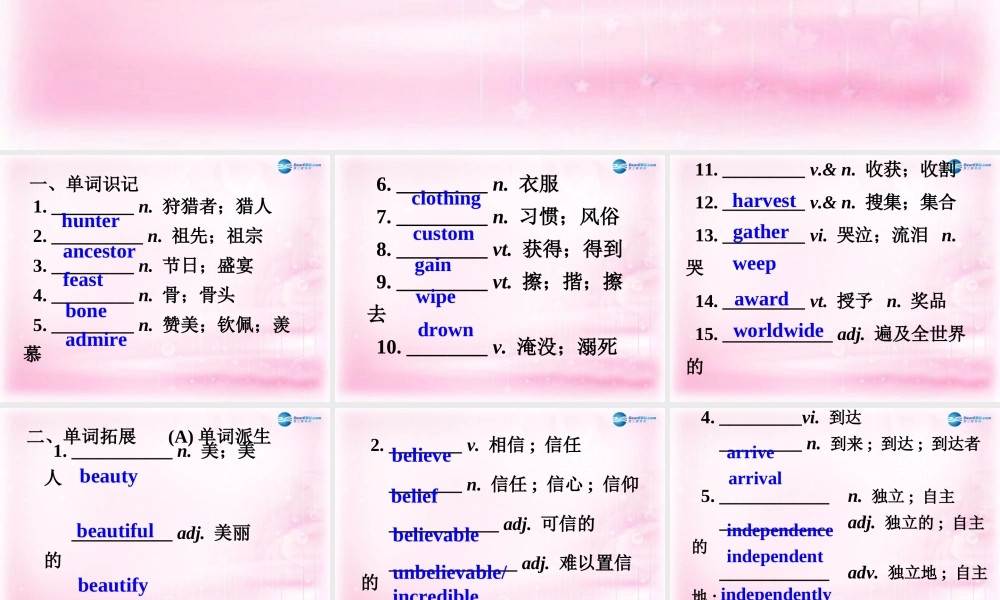 2015高考英语一轮复习 Unit 1 Festivals around the world课件 新人教版必修3