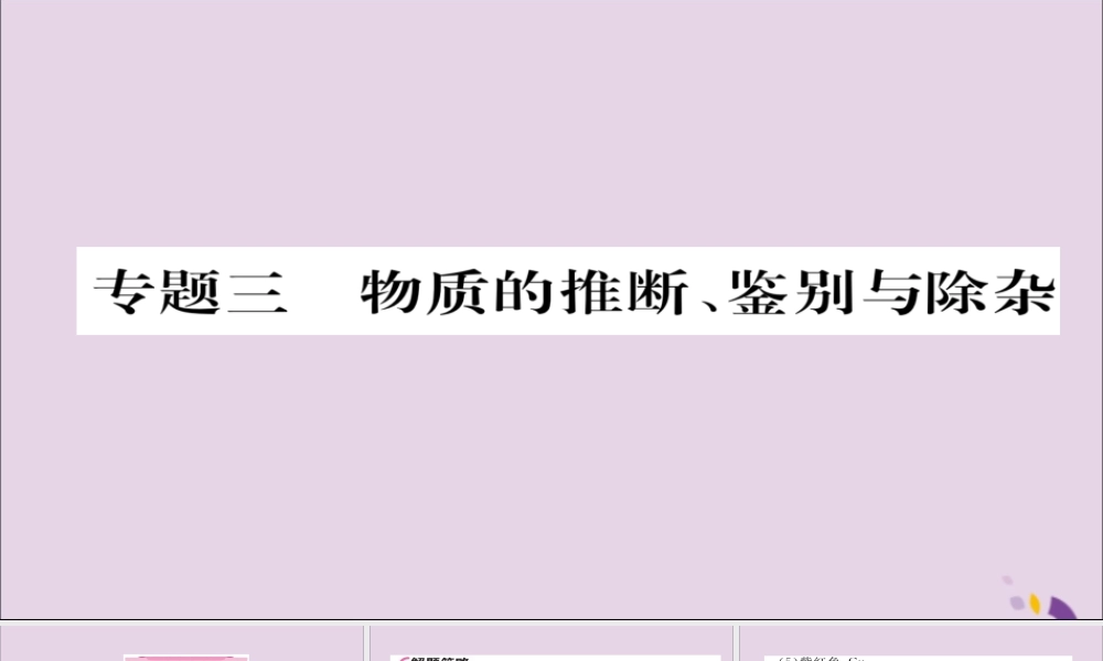 (遵义专版)中考化学总复习 第2编 重点题型突破篇 专题3 物质的推断、鉴别与除杂(精讲)课件