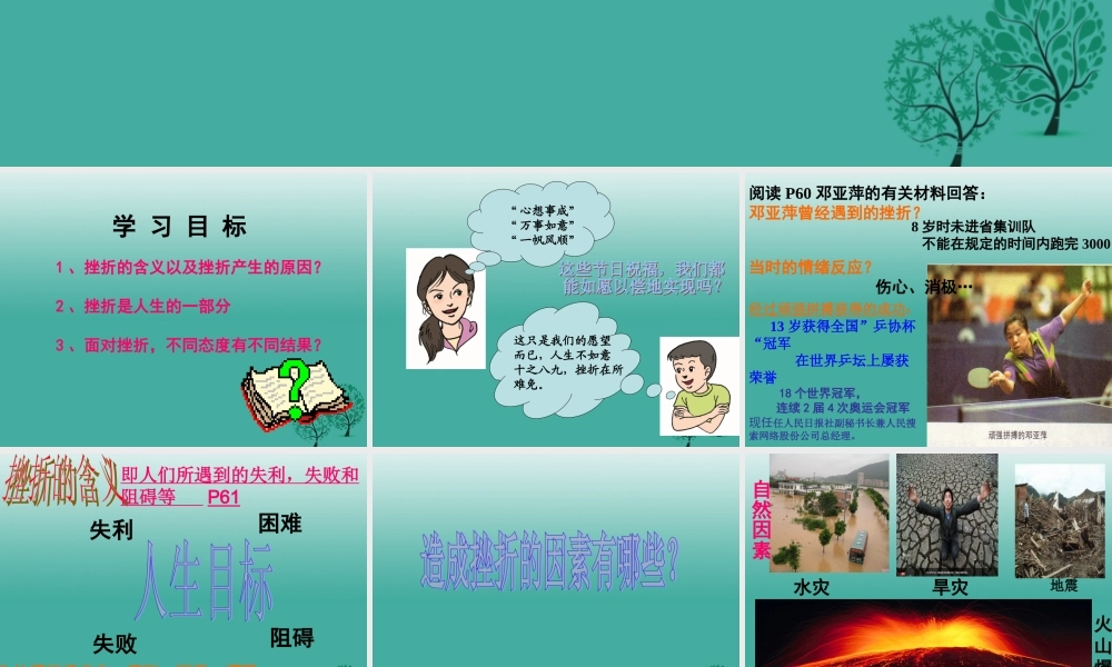 (秋季版)七年级政治上册 4.7.1 人生难免有挫折课件 鲁人版六三制(道德与法治) 课件