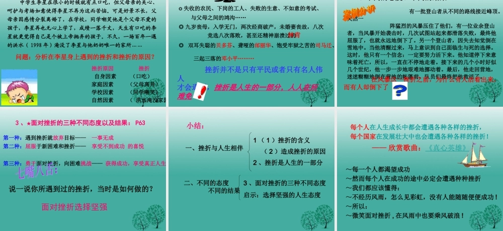 (秋季版)七年级政治上册 4.7.1 人生难免有挫折课件 鲁人版六三制(道德与法治) 课件