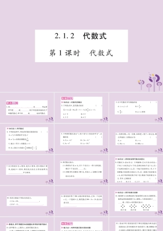 七年级数学上册 第2章 整式加减 2.1 代数式 2.1.2 代数式 第1课时 代数式课件 (新版)沪科版 课件