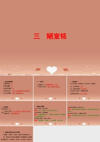 中考语文 第一篇 课内重点文言文梳理三 陋室铭讲解课件