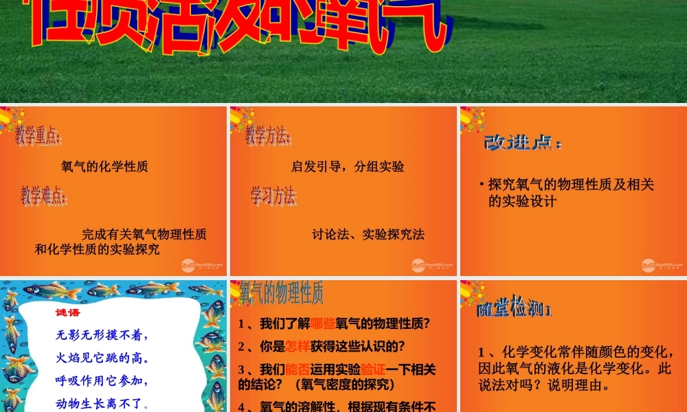 九年级化学上册(性质活泼的氧气)课件2 沪教版 课件