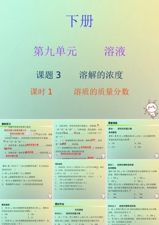 九年级化学下册 第九单元 溶液 课题3 溶解的浓度 课时1 溶质的质量分数(内文)课件 (新版)新人教版 课件