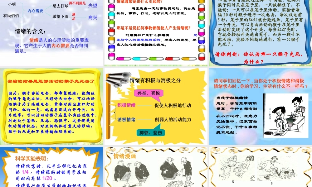 七年级政治下册 多彩的情绪课件 苏教版 课件
