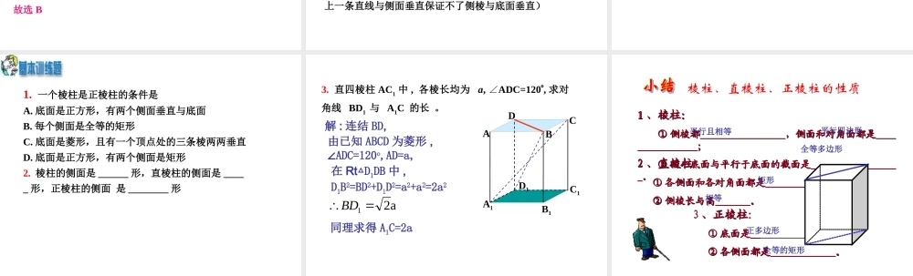 9.7(2)棱柱性质 高二立体几何棱柱课件大全一(全是ppt) 高二立体几何棱柱课件大全一(全是ppt)