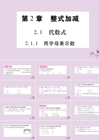 七年级数学上册 第2章 整式加减 2.1 代数式 2.1.1 用字母表示数课件 (新版)沪科版 课件