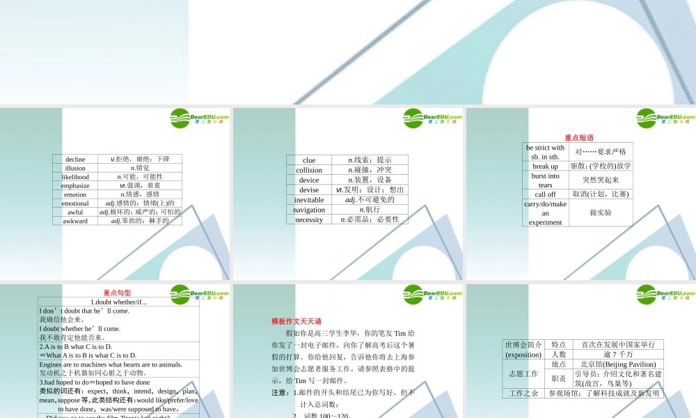 (浙江省专用)高三英语二轮复习 考前特训必读第22天应知必会专题课件