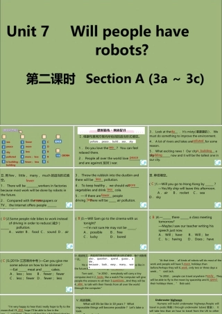 (江西专版)八年级英语上册 Unit 7 Will people have robots(第2课时)作业课件 (新版)人教新目标版 课件