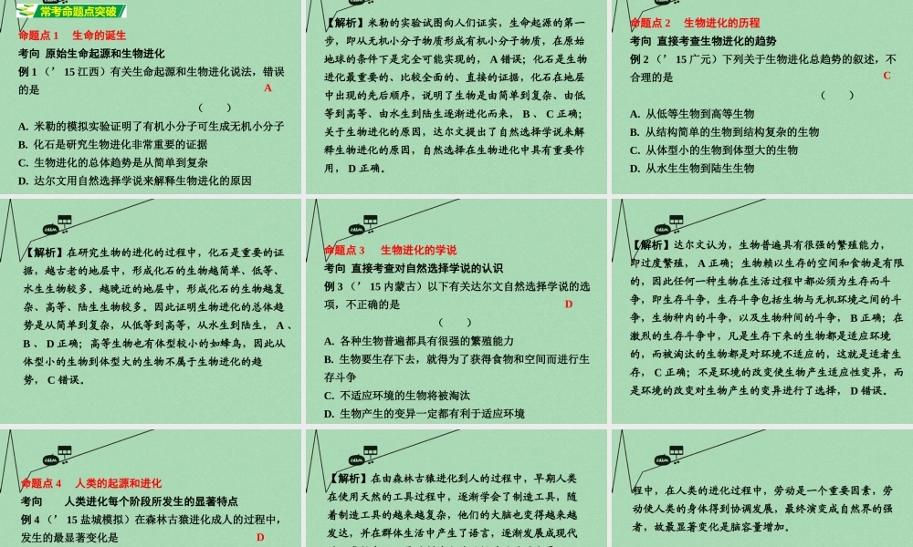 中考生物 第一部分 教材知识梳理 第5单元 第16章 生命起源和生物进化复习课件 苏教版 课件