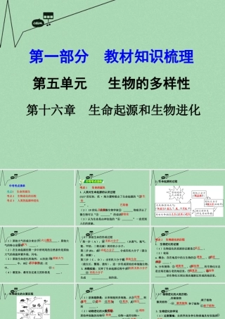 中考生物 第一部分 教材知识梳理 第5单元 第16章 生命起源和生物进化复习课件 苏教版 课件