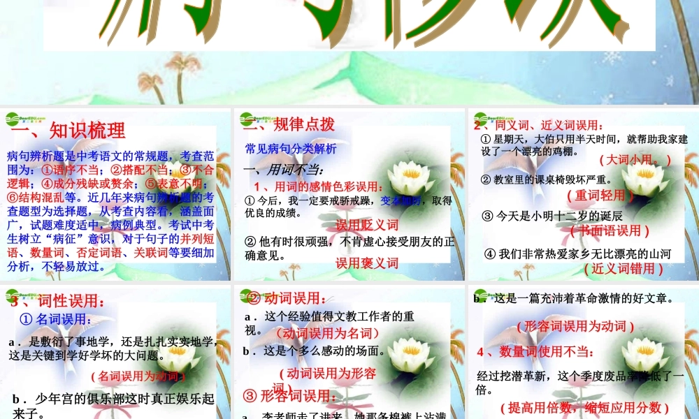 中考语文复习指导课件 中考总复习病句修改 课件