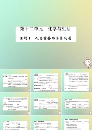九年级化学下册 第十二单元 化学与生活 课题1 人类重要的营养物质习题课件 (新版)新人教版 课件