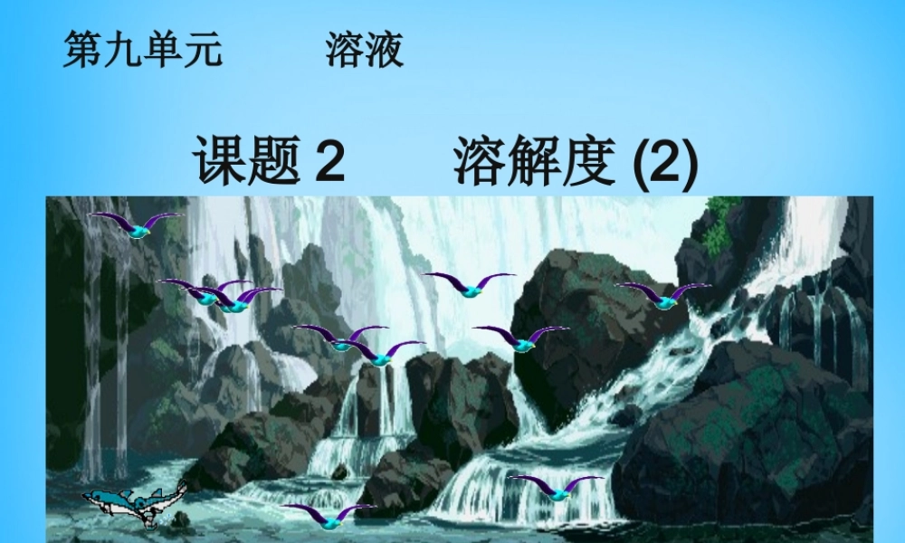九年级化学下册 92 溶解度课件2 新人教版 课件