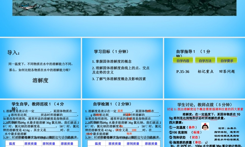 九年级化学下册 92 溶解度课件2 新人教版 课件